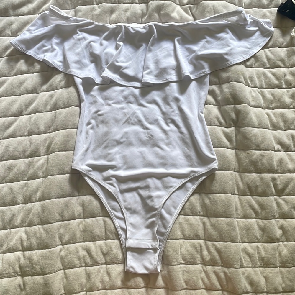 White off the shoulder bodysuit